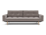 Splitback Styletto Light Wood sovesofa med armlæn i 418 Esina Truffle, set forfra