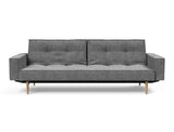 Splitback Styletto Light Wood sovesofa med armlæn i 563 Twist Charcoal, set forfra