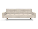 Splitback Styletto Light Wood sovesofa med armlæn i 594 Corduroy Ivory, set forfra