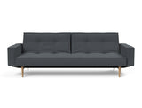 Splitback Styletto Light Wood sovesofa med armlæn i 894 Mozart Grey Bronze, set forfra