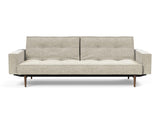 Splitback Styletto Dark Wood sovesofa med armlæn i 357 Taura Off White, set forfra