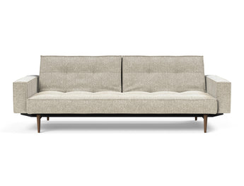 Splitback Styletto Dark Wood sovesofa med armlæn i 357 Taura Off White, set forfra