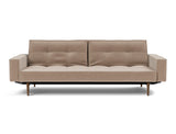 Splitback Styletto Dark Wood sovesofa med armlæn i 417 Esina Mocha, set forfra