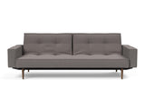 Splitback Styletto Dark Wood sovesofa med armlæn i 521 Mixed Dance Grey, set forfra