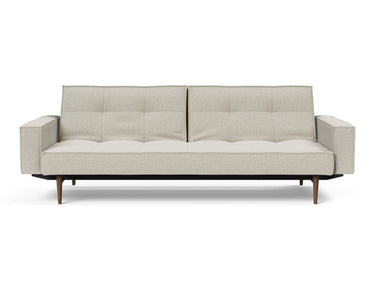 Splitback Styletto Dark Wood sovesofa med armlæn i 527 Mixed Dance Natural, set forfra