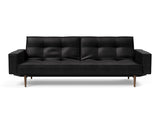 Splitback Styletto Dark Wood sovesofa med armlæn i 550 Faunal Black, set forfra