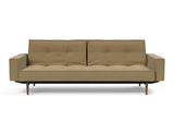 Splitback Styletto Dark Wood sovesofa med armlæn i 860 Yogia Olive Brown, set forfra