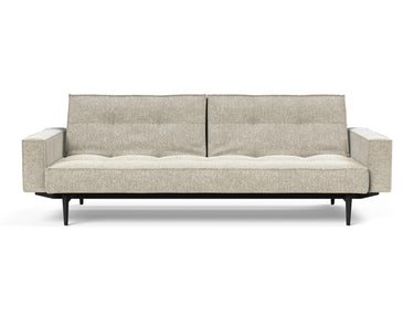 Splitback Styletto Black Wood sovesofa med armlæn i 357 Taura Off White, set forfra