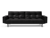 Splitback Styletto Black Wood sovesofa med armlæn i 550 Faunal Black, set forfra