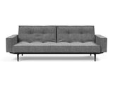 Splitback Styletto Black Wood sovesofa med armlæn i 563 Twist Charcoal, set forfra