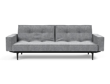 Splitback Styletto Black Wood sovesofa med armlæn i 565 Twist Granite, set forfra