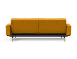 Splitback Styletto Light Wood sovesofa med armlæn i 507 Elegance Burned Curry, set bagfra