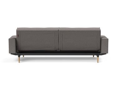 Splitback Styletto Light Wood sovesofa med armlæn i 521 Mixed Dance Grey, set bagfra