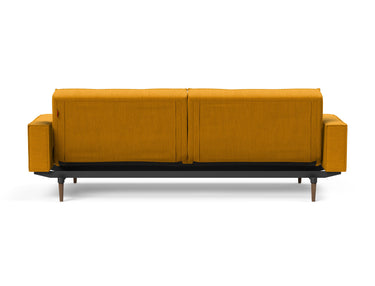 Splitback Styletto Dark Wood sovesofa med armlæn i 507 Elegance Burned Curry, set bagfra