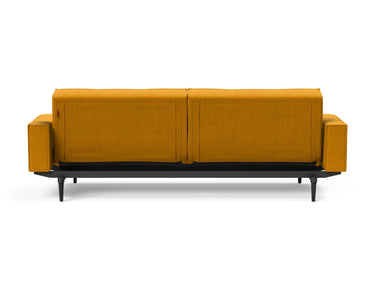 Splitback Styletto Black Wood sovesofa med armlæn i 507 Elegance Burned Curry, set bagfra