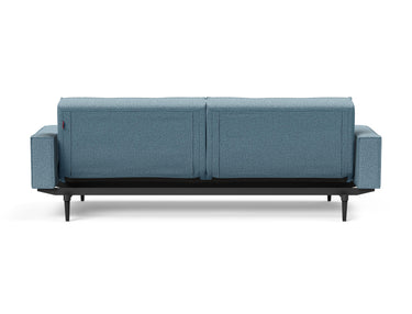 Splitback Styletto Black Wood sovesofa med armlæn i 525 Mixed Dance Light Blue, set bagfra
