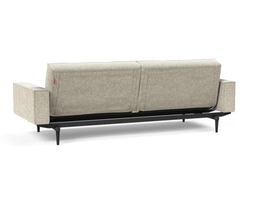 Splitback Styletto Black Wood sovesofa med armlæn i 357 Taura Off White, set skråt bagfra