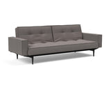 Splitback Styletto Black Wood sovesofa med armlæn i 521 Mixed Dance Grey, set skråt forfra