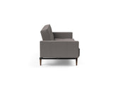 Splitback Styletto Dark Wood sovesofa med armlæn i 521 Mixed Dance Grey, set fra siden