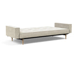 Splitback Styletto Light Wood sovesofa med armlæn i 357 Taura Off White, slået ud til seng