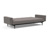 Splitback Styletto Black Wood sovesofa med armlæn i 521 Mixed Dance Grey, slået ud til seng