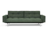 Splitback Chrome sovesofa med armlæn i 281 Avella Pine Green, set forfra