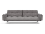Splitback Chrome sovesofa med armlæn i 282 Avella Warm Grey, set forfra