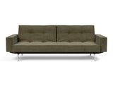 Splitback Chrome sovesofa med armlæn i 316 Cordufine Pine Green, set forfra
