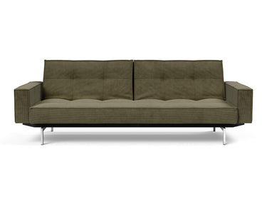 Splitback Chrome sovesofa med armlæn i 316 Cordufine Pine Green, set forfra