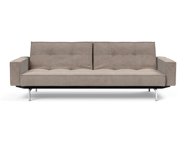 Splitback Chrome sovesofa med armlæn i 318 Cordufine Beige, set forfra
