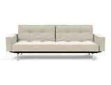 Splitback Chrome sovesofa med armlæn i 357 Taura Off White, set forfra