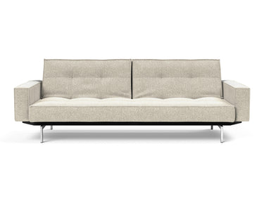 Splitback Chrome sovesofa med armlæn i 357 Taura Off White, set forfra