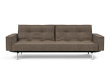 Splitback Chrome sovesofa med armlæn i 411 Esina Cedar Brown, set forfra