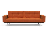 Splitback Chrome sovesofa med armlæn i 412 Esina Rust, set forfra