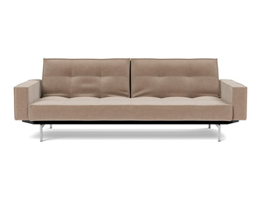 Splitback Chrome sovesofa med armlæn i 417 Esina Mocha, set forfra