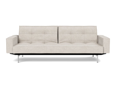 Splitback Chrome sovesofa med armlæn i 470 Yuveno Natural, set forfra