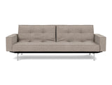 Splitback Chrome sovesofa med armlæn i 472 Yuveno Warm Grey, set forfra
