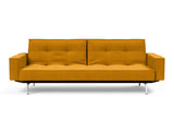 Splitback Chrome sovesofa med armlæn i 507 Elegance Burned Curry, set forfra