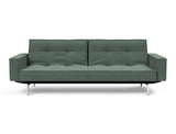 Splitback Chrome sovesofa med armlæn i 518 Elegance Green, set forfra