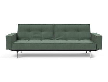 Splitback Chrome sovesofa med armlæn i 518 Elegance Green, set forfra
