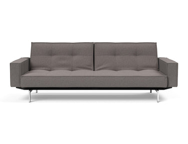 Splitback Chrome sovesofa med armlæn i 521 Mixed Dance Grey, set forfra