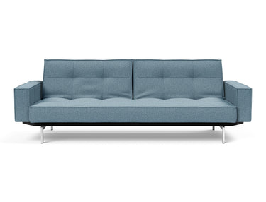 Splitback Chrome sovesofa med armlæn i 525 Mixed Dance Light Blue, set forfra