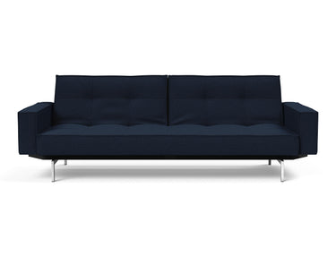 Splitback Chrome sovesofa med armlæn i 528 Mixed Dance Blue, set forfra