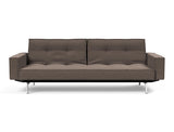 Splitback Chrome sovesofa med armlæn i 530 Bouclé Taupe, set forfra