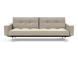 Splitback Chrome sovesofa med armlæn i 539 Bouclé Beige, set forfra