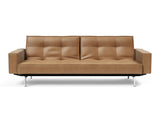 Splitback Chrome sovesofa med armlæn i 551 Faunal Brown, set forfra