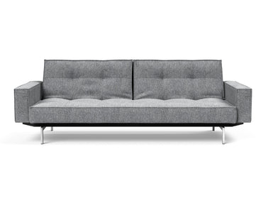 Splitback Chrome sovesofa med armlæn i 565 Twist Granite, set forfra