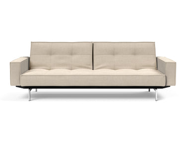 Splitback Chrome sovesofa med armlæn i 586 Phobos Latte, set forfra