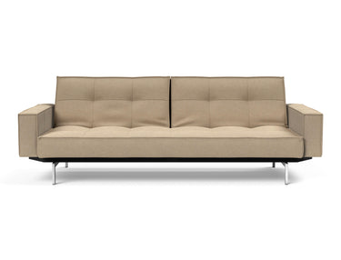 Splitback Chrome sovesofa med armlæn i 587 Phobos Mocha, set forfra