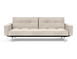 Splitback Chrome sovesofa med armlæn i 594 Corduroy Ivory, set forfra
